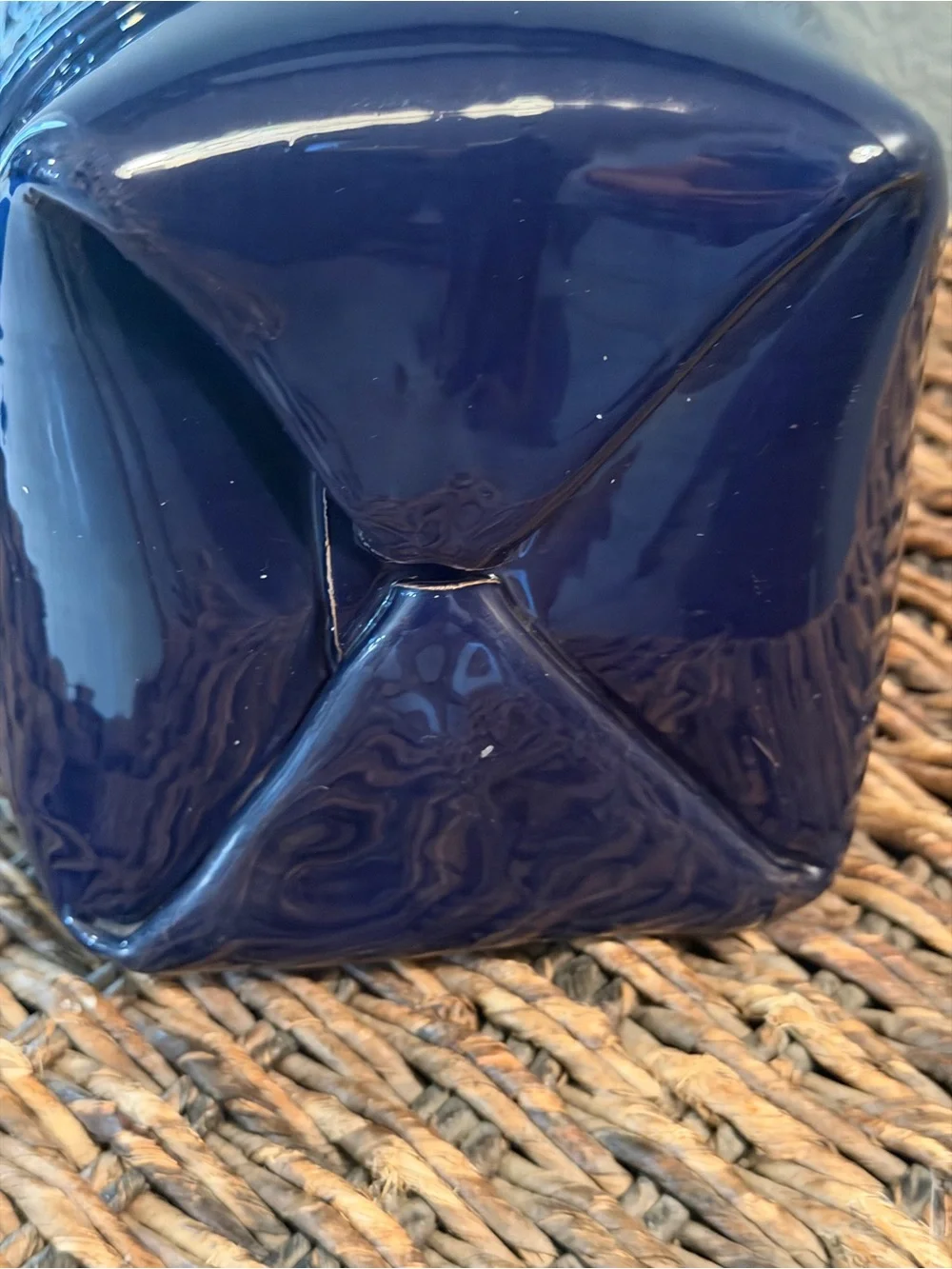 Vintage Italian Ceramic Handbag Sculpture Cobalt Blue Floral Purse Decor 10x6x4”